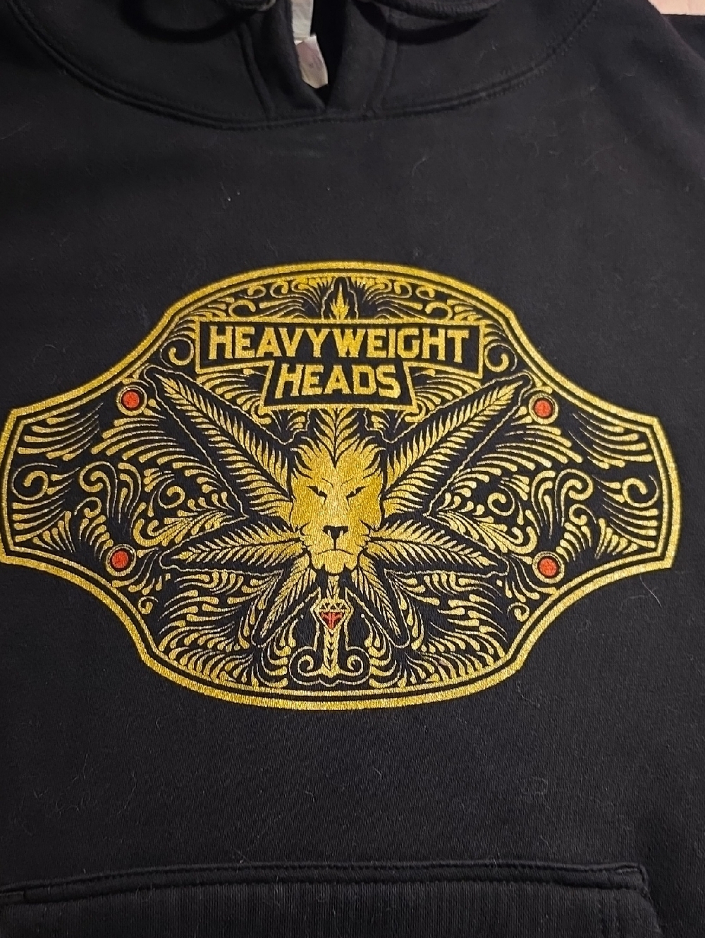 Heavyweight Heads Black Hoodie! Small with Gold Crest Graphic Amazing Streetwear